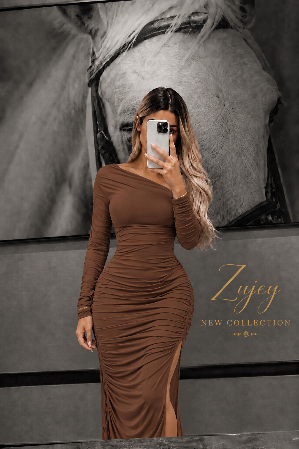Long sleeves Assymetrical max Dress